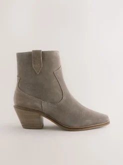 Marron mink - Bottines cowboy à talons carrés