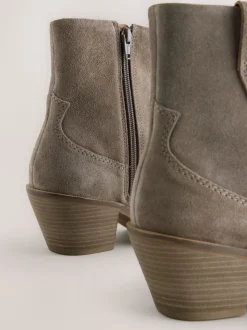 Marron mink - Bottines cowboy à talons carrés