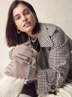 Marron mink - Gants N. Premium en cuir et peau de mouton