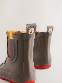 Marron motif renne - Bottines en caoutchouc avec doublure chaude