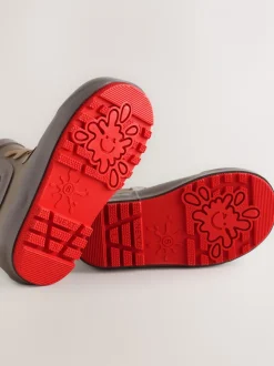 Marron motif renne - Bottines en caoutchouc avec doublure chaude