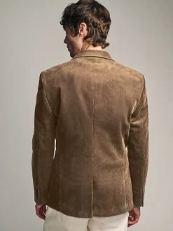 Marron neutre - Blazer en velours côtelé