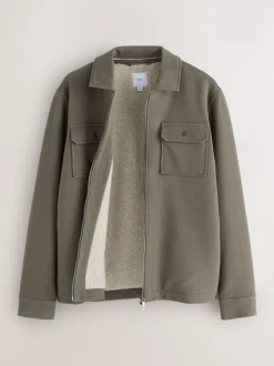 Marron neutre - Borg Veste-chemise doublée en polaire