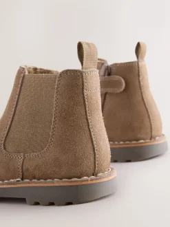 Marron neutre - Bottines Chelsea en daim