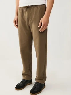 Marron neutre - Jogging droit en sergé texturé