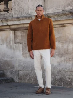 Marron rouille - Polaire en peau de mouton à col zippé