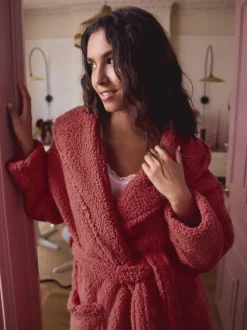 Marron rouille - Robe de chambre en peluche