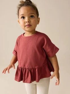 Marron rouille - T-shirt péplum à manches courtes (3mois-7ans)