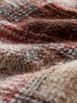 Marron rouille - Veste-chemise à carreaux à capuche doublée de peau de mouton