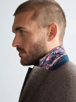 Marron taupe - Ajustement régulier - Blazer Signature Nova Fides en laine mélangée à chevrons