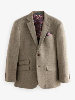 Marron taupe - Ajustement régulier - Blazer Signature Nova Fides en laine mélangée à chevrons