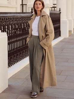 Marron taupe - N. Premium Pantalons Habillés Jambe large en jersey