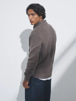 Marron/bleu marine - The Set lot de 2 Pulls à encolure zippée