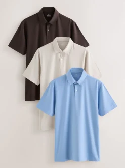 Marron/bleu/neutre - Polo en jersey Manches courtes 3 Pack
