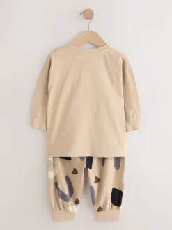 Marron/Crème heureux visage - Lot de 3 pyjamas oversize (9mois-10ans)