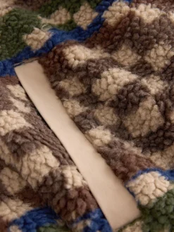 Marron/fauve géométrique - Zippé sur toute la longueur - Polaire imprimée