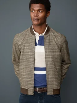 Marron/neutre - Blouson bomber à Carreaux élégant