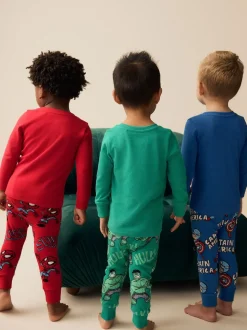 Marvel Rouge/Vert/Bleu - Lot de 3 pyjamas Snuggle (9mois-8ans)