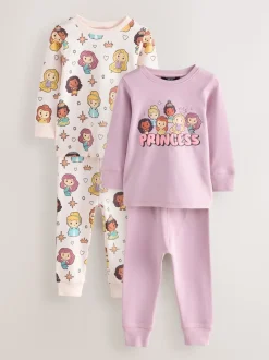 Mauve/Crème - Disney Princess Pyjamas Se blottir 2 Pack (9mois-10ans)