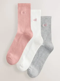Mauve/Gris/Cream - Self. Chaussettes de cheville Cushion Sole Lounge 3 Pack