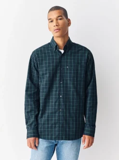 Micro Blackwatch Vert - Chemise Oxford ajustée Easy Iron Button Down