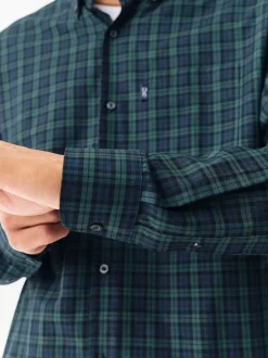 Micro Blackwatch Vert - Chemise Oxford ajustée Easy Iron Button Down