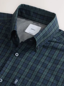 Micro Blackwatch Vert - Chemise Oxford ajustée Easy Iron Button Down