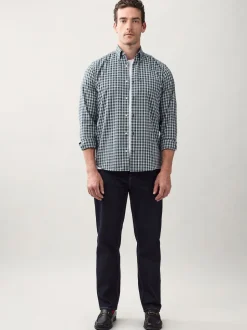 Microcarreaux bleu marine - Chemise Oxford ajustée Easy Iron Button Down