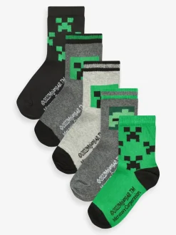 Minecraft Creeper - Lot 5 paires de chaussettes Character riches en coton