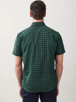 Mini carreaux noir/vert - Chemise Oxford Easy Iron boutonnée à manches courtes
