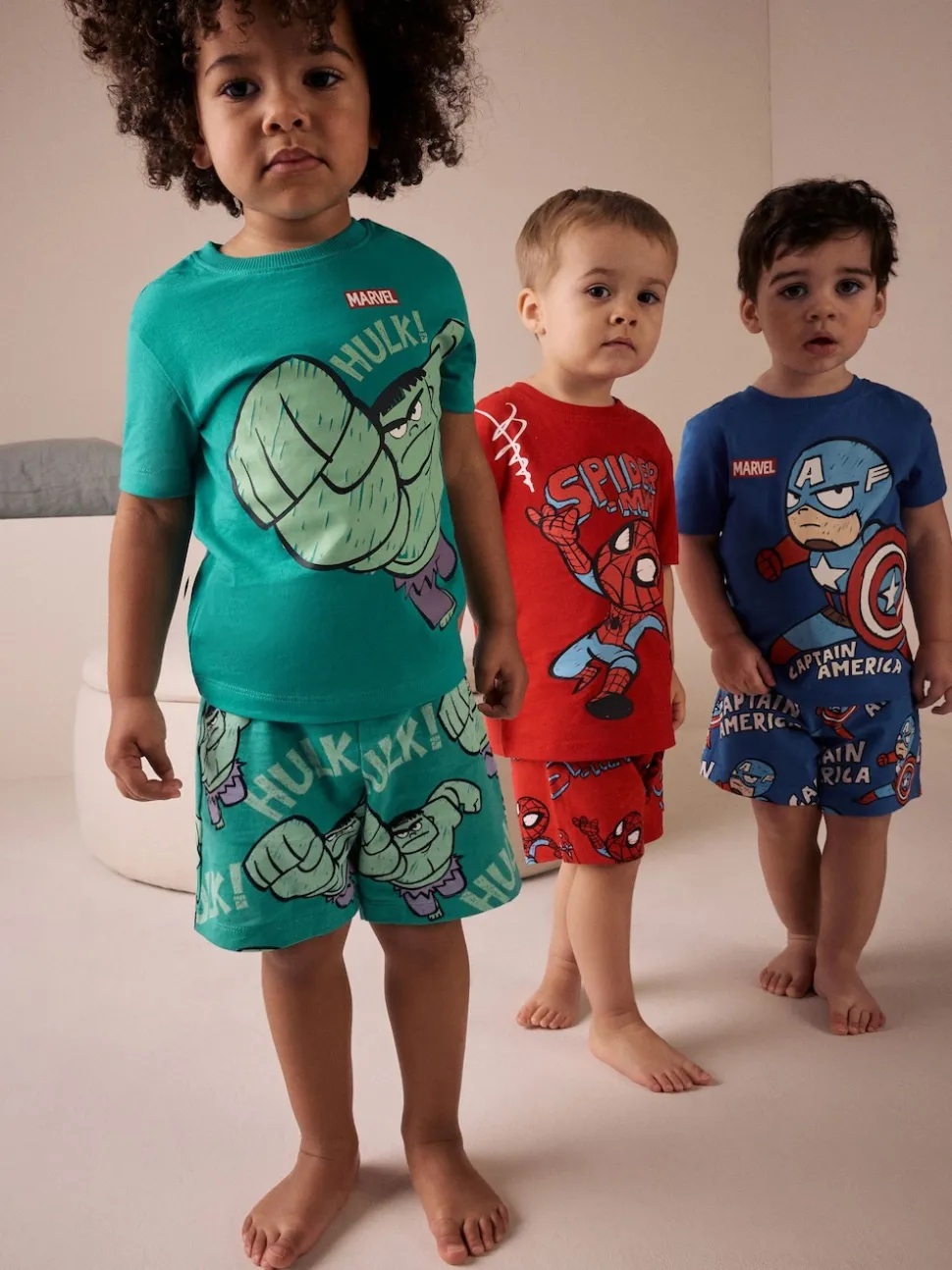 Mini Marvel multicolore lumineux - 100Pyjama court en coton % 3 Lot (12mths-11yrs)