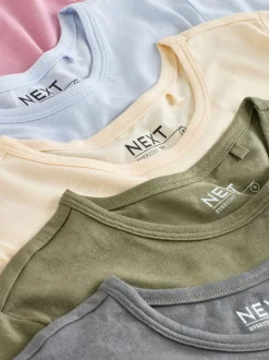 Minéraux - Lot de 5 T-shirts riches en coton à Col rond