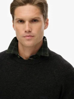 Minuit anthracite chiné - Pull Superdry en laine mélangée