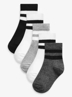 monochrome - Cushioned Semelle intérieure Cotton Rich Ribbed Tipped Chaussettes 5 Lot