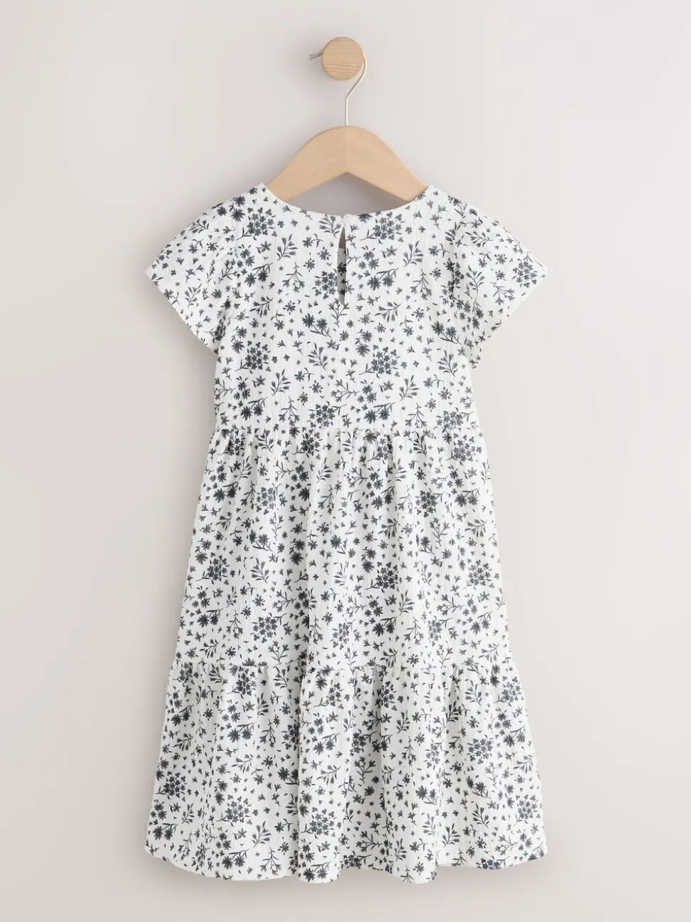 Monochrome imprimé floral - Robe Effet froissé à manches d’ange (3-16ans)