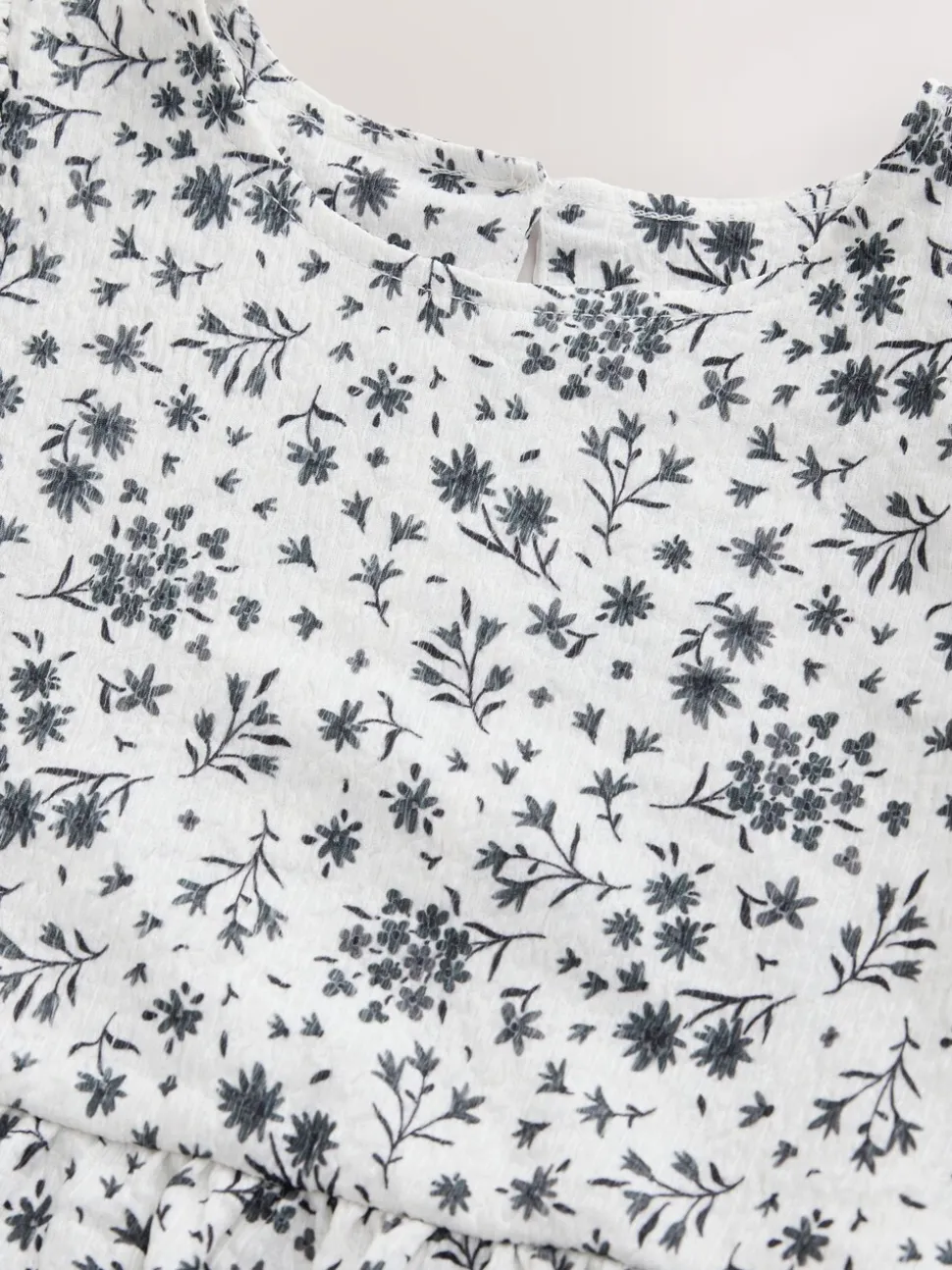 Monochrome imprimé floral - Robe Effet froissé à manches d’ange (3-16ans)