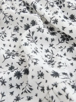Monochrome imprimé floral - Robe Effet froissé à manches d’ange (3-16ans)