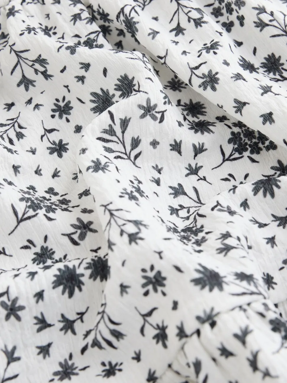 Monochrome imprimé floral - Robe Effet froissé à manches d’ange (3-16ans)
