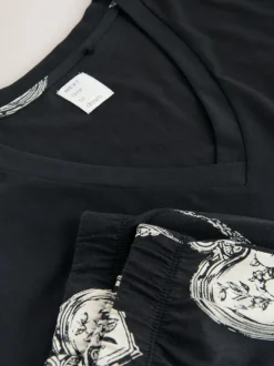 Monochrome/motif cœurs - Pyjama à manches courtes