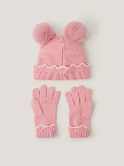 Monsoon Ensemble Bonnet et Mitaines festonnés