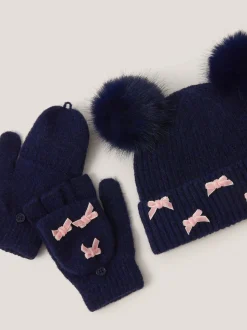 Monsoon ensemble bonnet et gants à nœud