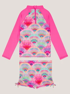 Monsoon imprimé coquillage arc-en-ciel UPF50+ ensemble de bain à manches longues