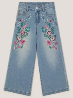 Monsoon Jeans à jambes larges brodés fleuris Sequins