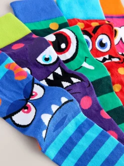 Monstre bleu/vert/rouge - Paquet de chaussettes à motifs 5
