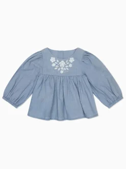 MORI chemisier à manches longues 100% coton en mousseline