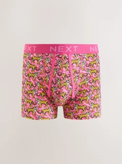 Motif animaux rose vif/bleu - Boxers avec ouverture sur le devant