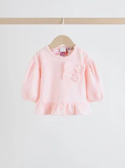 Motif floral rose/crème - Ensemble 2 pièces avec pulls et leggings à nœud bébé (0mois-2ans)