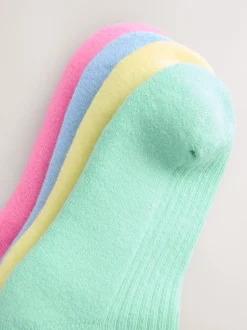 Motif multicolore - Chaussettes de cheville à semelle coussinée en coton riche 4 Pack