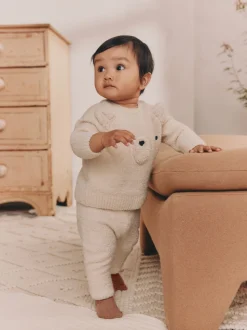 Motif ours neutre - Ensemble haut et legging en maille (0mois-2ans)
