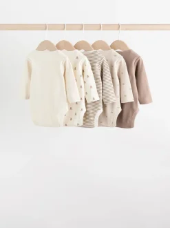 Motif ours neutre - Lot de 5 bodys à manches longues pour bébé